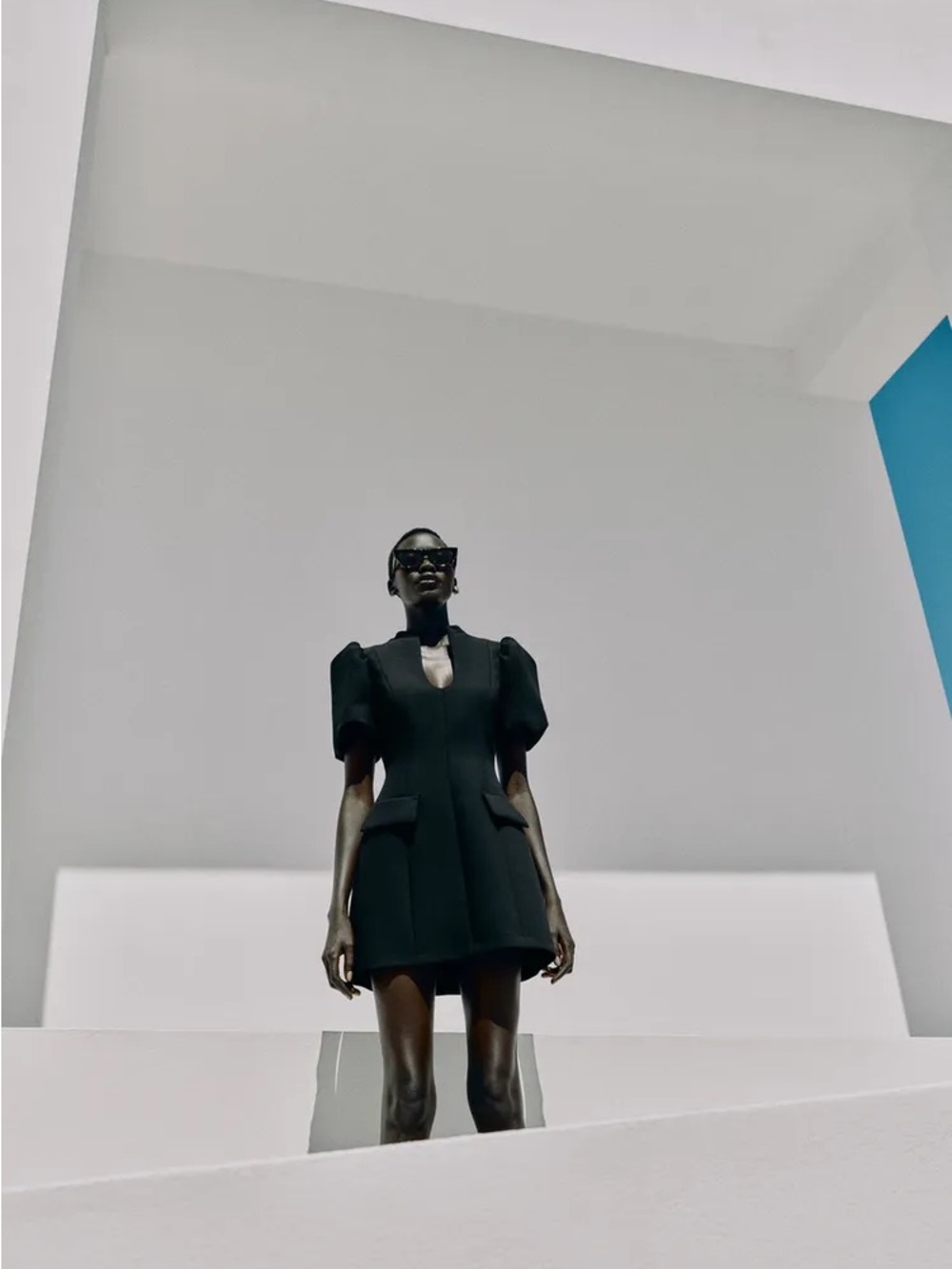 Now in Zara New Collection Black Puff-Sleeve Mini Dress Size S